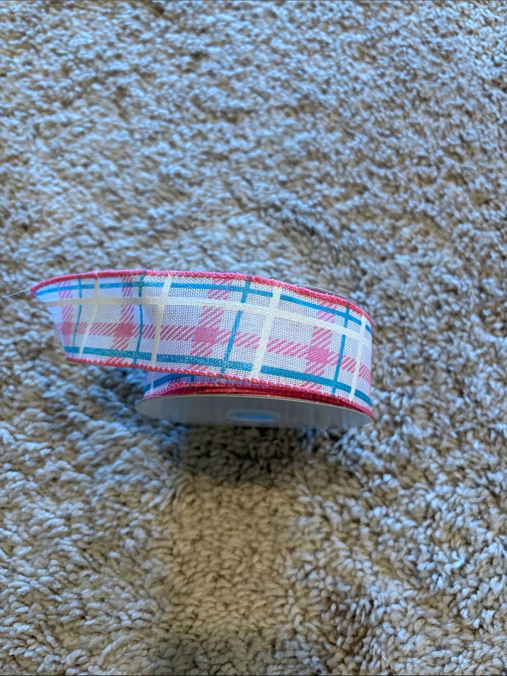 Pink Plaid Decorative Wired Ribbon